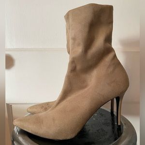 Theory Micro Suede Tan Booties